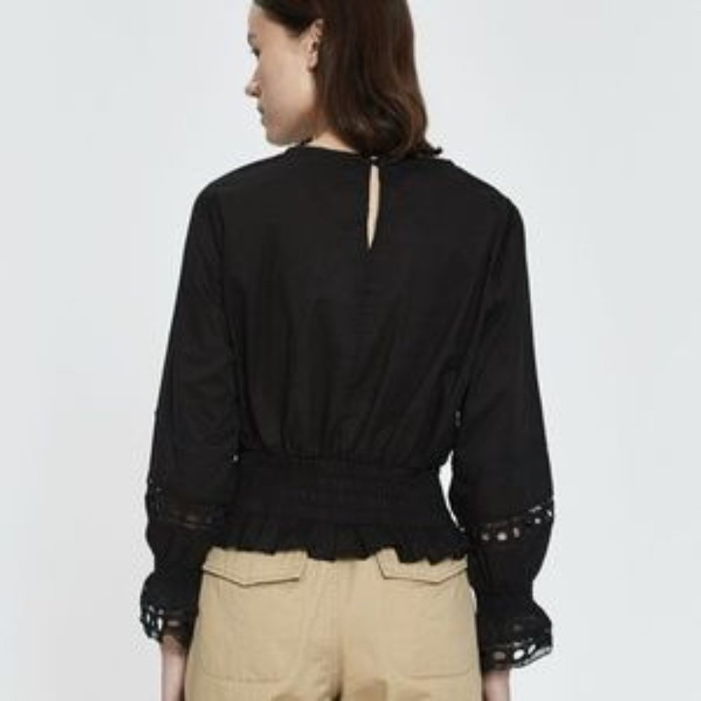 NWT Farrow Cotton Smocked Eyelet Top - Picture 3 of 4